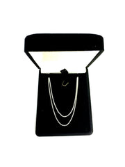 14k White Gold Round Diamond Cut Wheat Chain Necklace, 1.0mm - JewelryAffairs