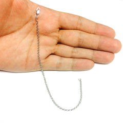 14k White Gold Round Rolo Link Chain Bracelet, 2.3mm, 7" - JewelryAffairs