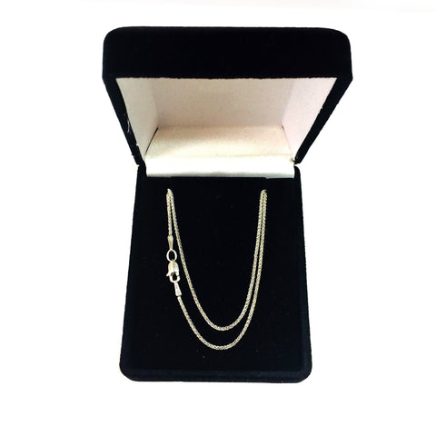 14k White Gold Round Wheat Chain Necklace, 1.2mm
