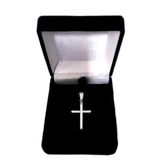 14k White Gold Shiny Round Tube Cross Pendant