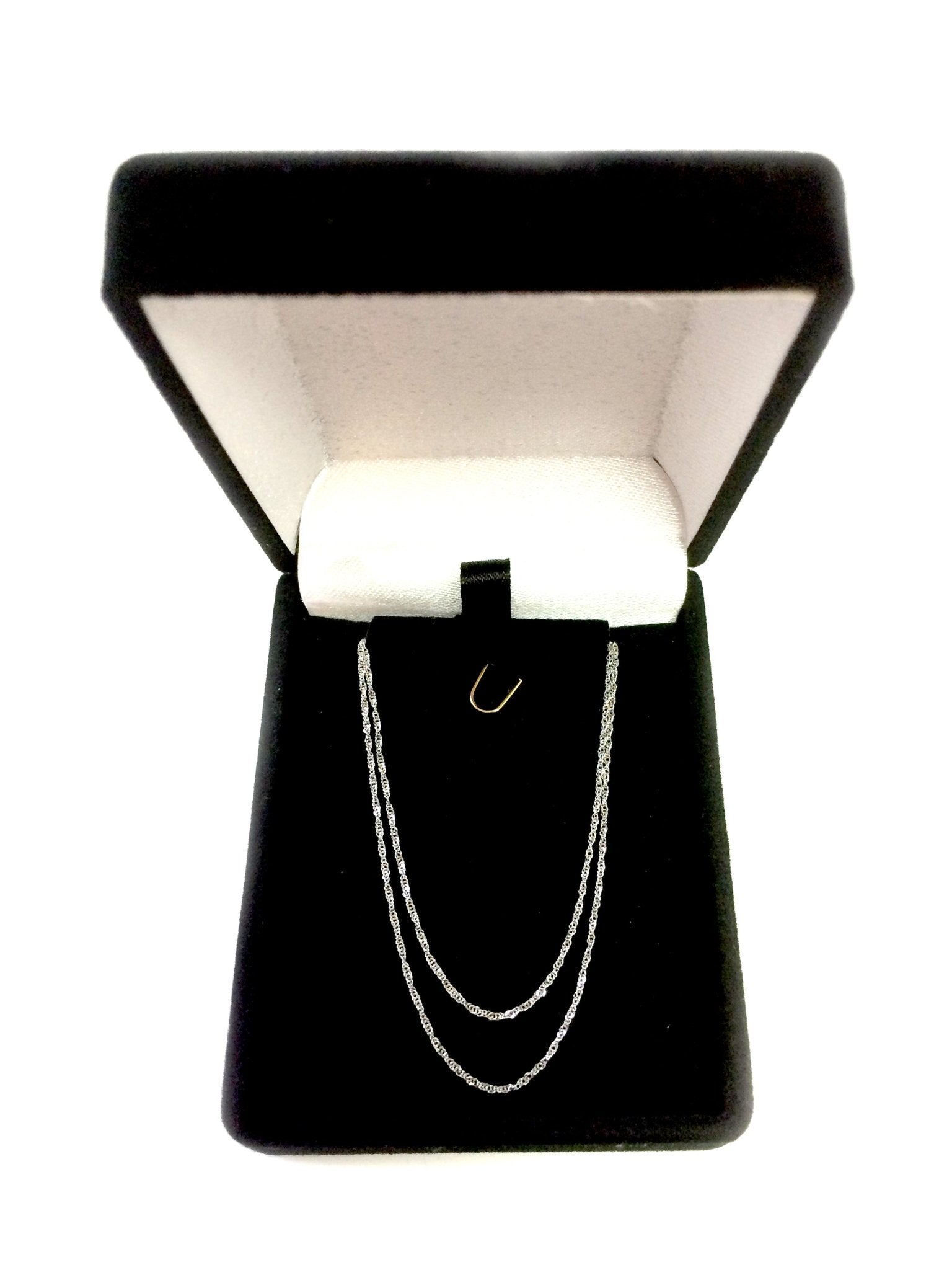 14k White Gold Singapore Chain Necklace, 0.8mm - JewelryAffairs