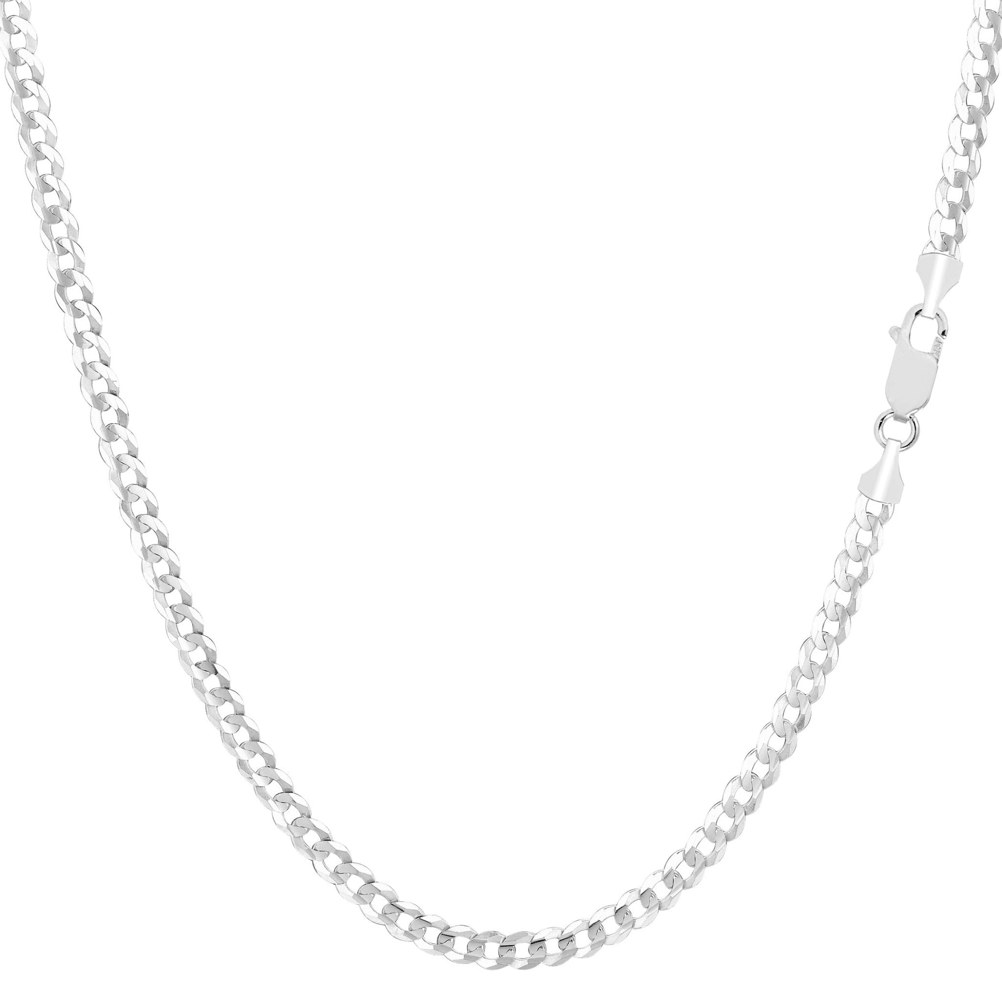 14k White Solid Gold Comfort Curb Chain Bracelet, 2.7mm, 10" - JewelryAffairs