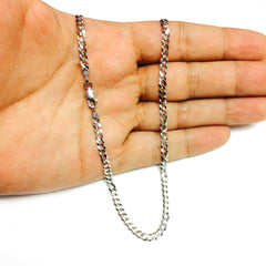 14k White Solid Gold Comfort Curb Chain Bracelet, 3.6mm, 7" - JewelryAffairs