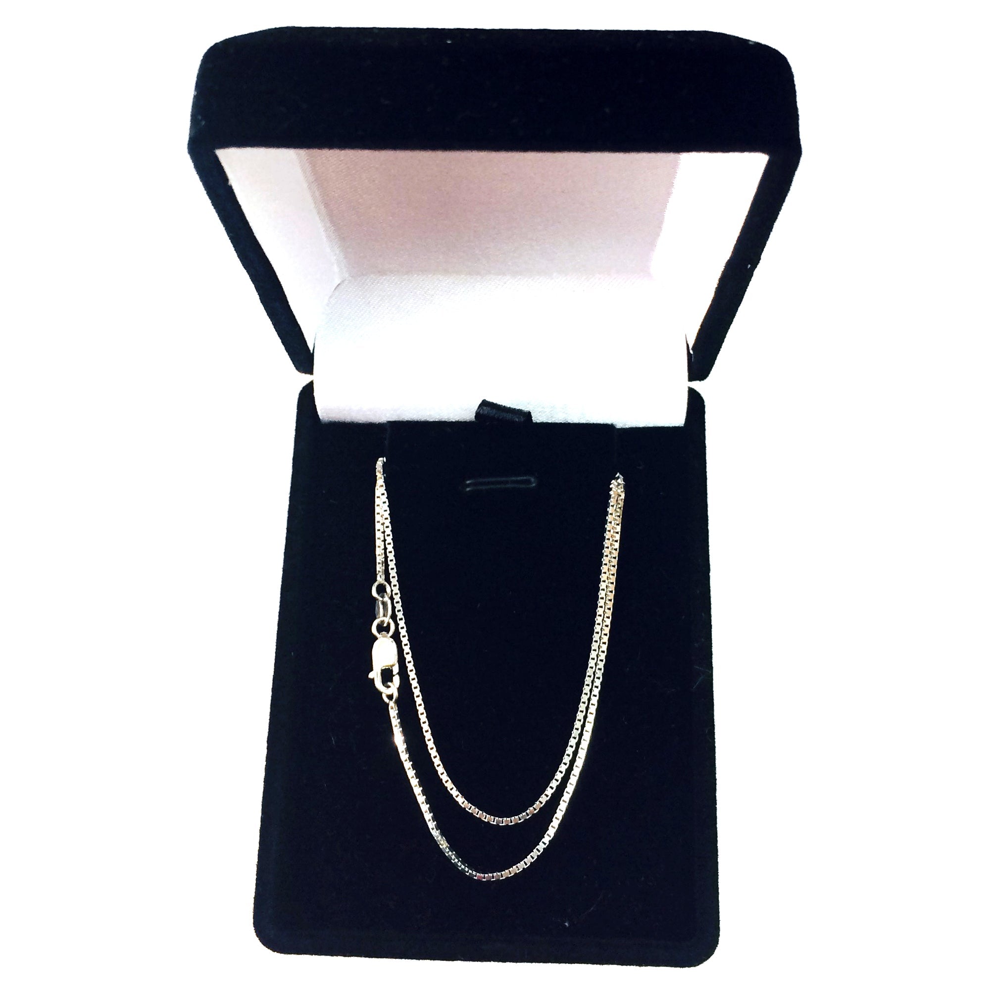 14k White Solid Gold Mirror Box Chain Necklace, 1.0mm - JewelryAffairs