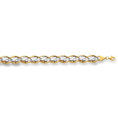 14k Yellow And White Gold Hugs And Kisses Link Bracelet, 7,25"