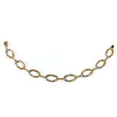 14k Yellow And White Gold Oval Links Bracelet, 7,5"