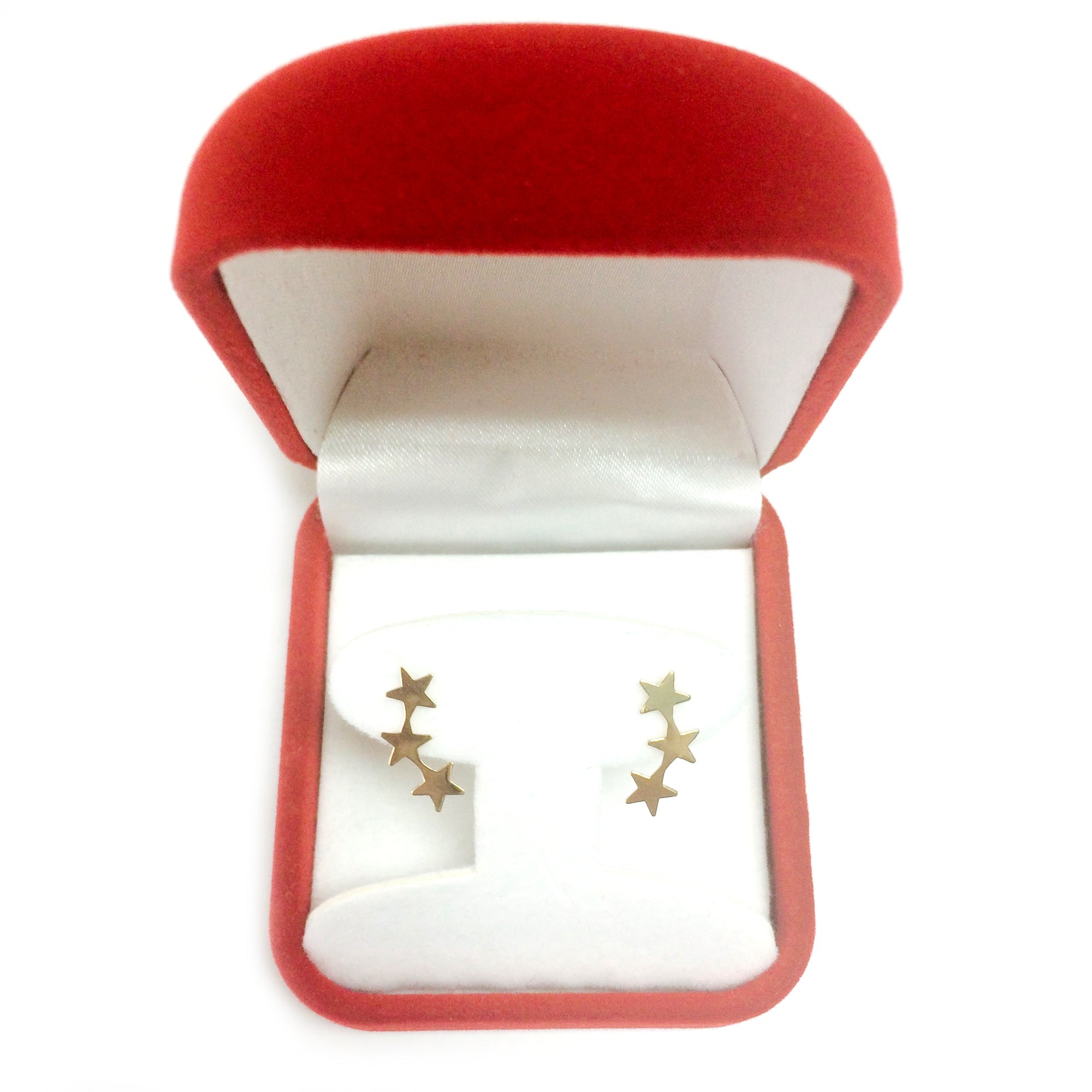 14K Yellow Gold 3 Star Climber Stud Earrings - JewelryAffairs