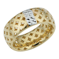 14k Yellow Gold 7.75mm Lattice Band Ring - JewelryAffairs