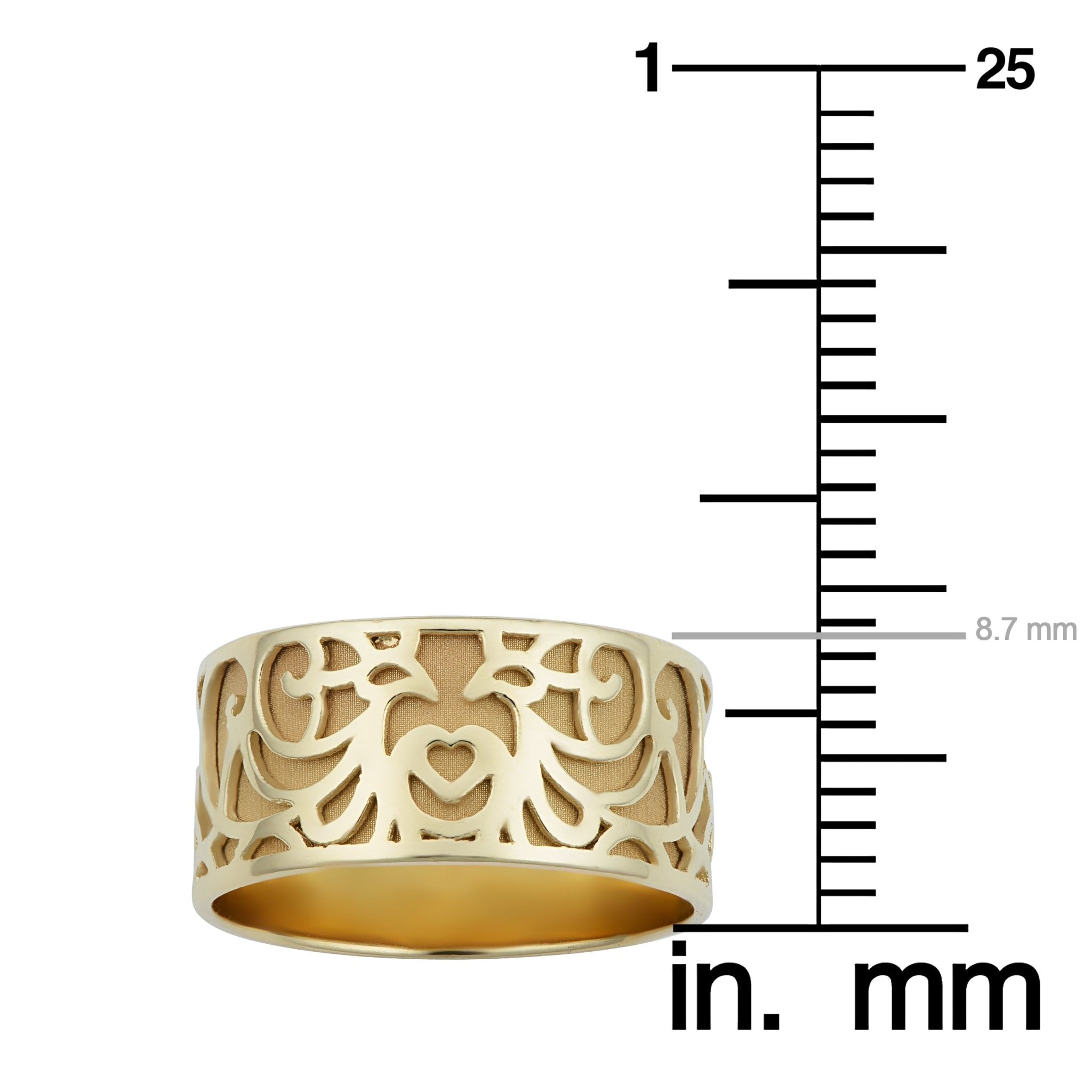 14k Yellow Gold 8.8mm Filigree Band Ring - JewelryAffairs