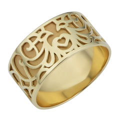 14k Yellow Gold 8.8mm Filigree Band Ring - JewelryAffairs