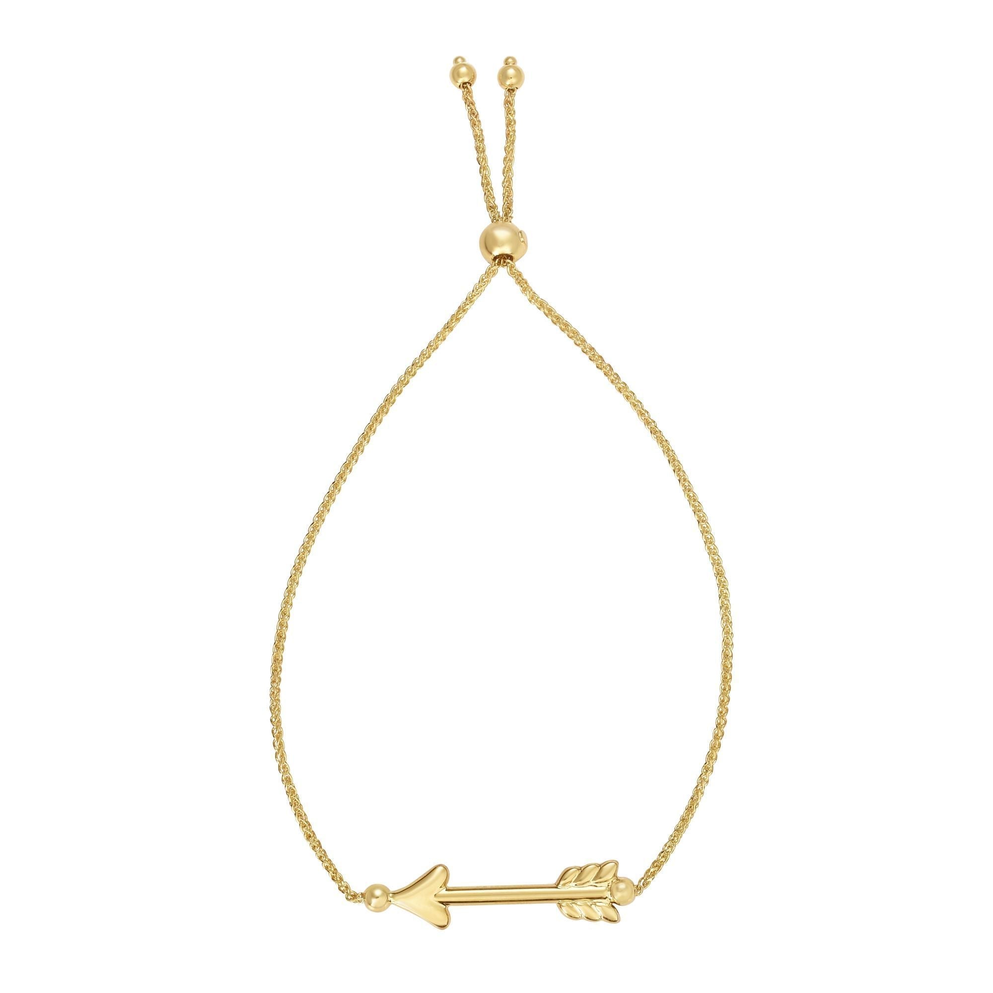 14k Yellow Gold Adjustable Arrow Charm Bolo Bracelet, 9.25"