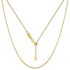 14k Yellow Gold Adjustable Box Chain Necklace, 0.7mm, 22" - JewelryAffairs