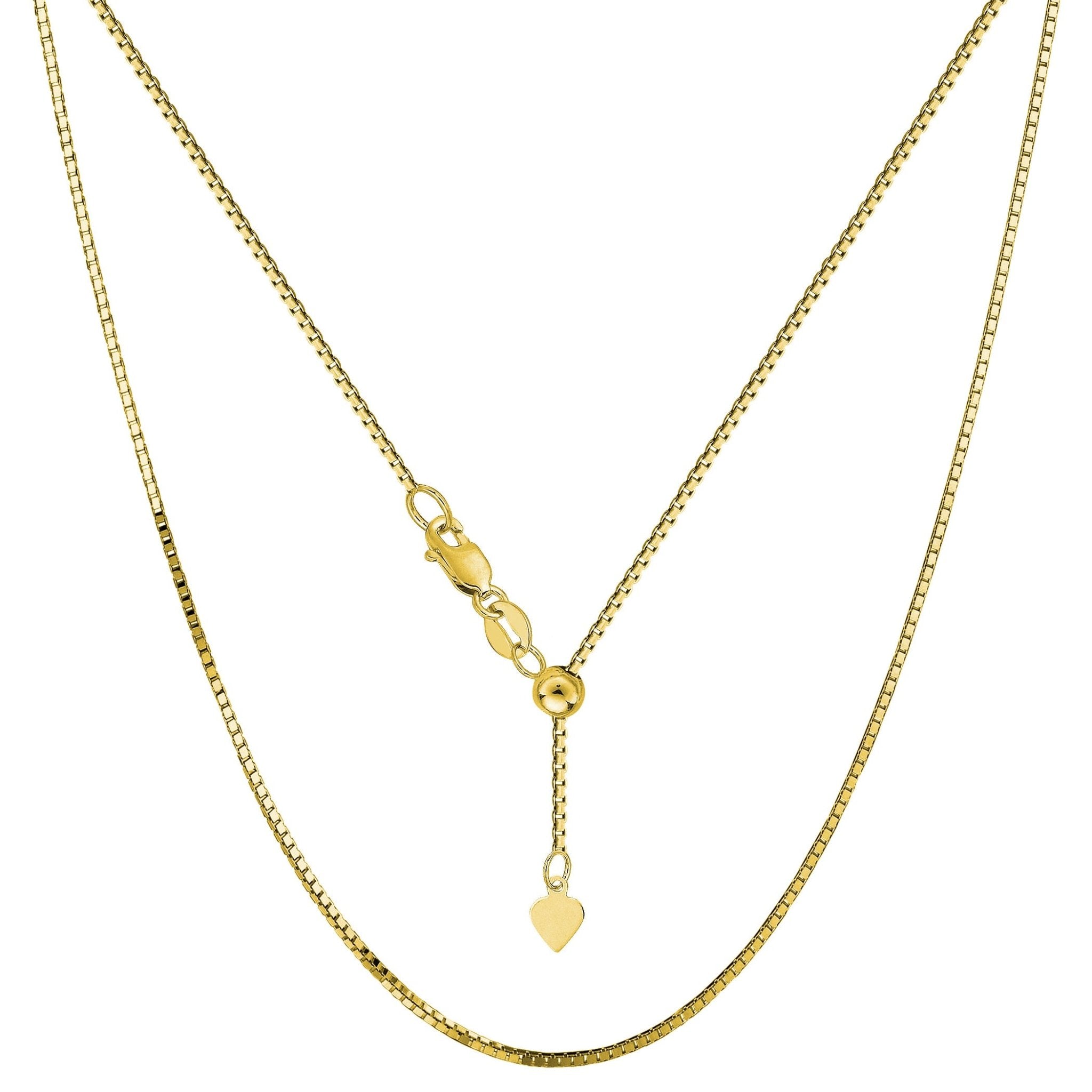 14k Yellow Gold Adjustable Box Chain Necklace, 0.85mm, 22"