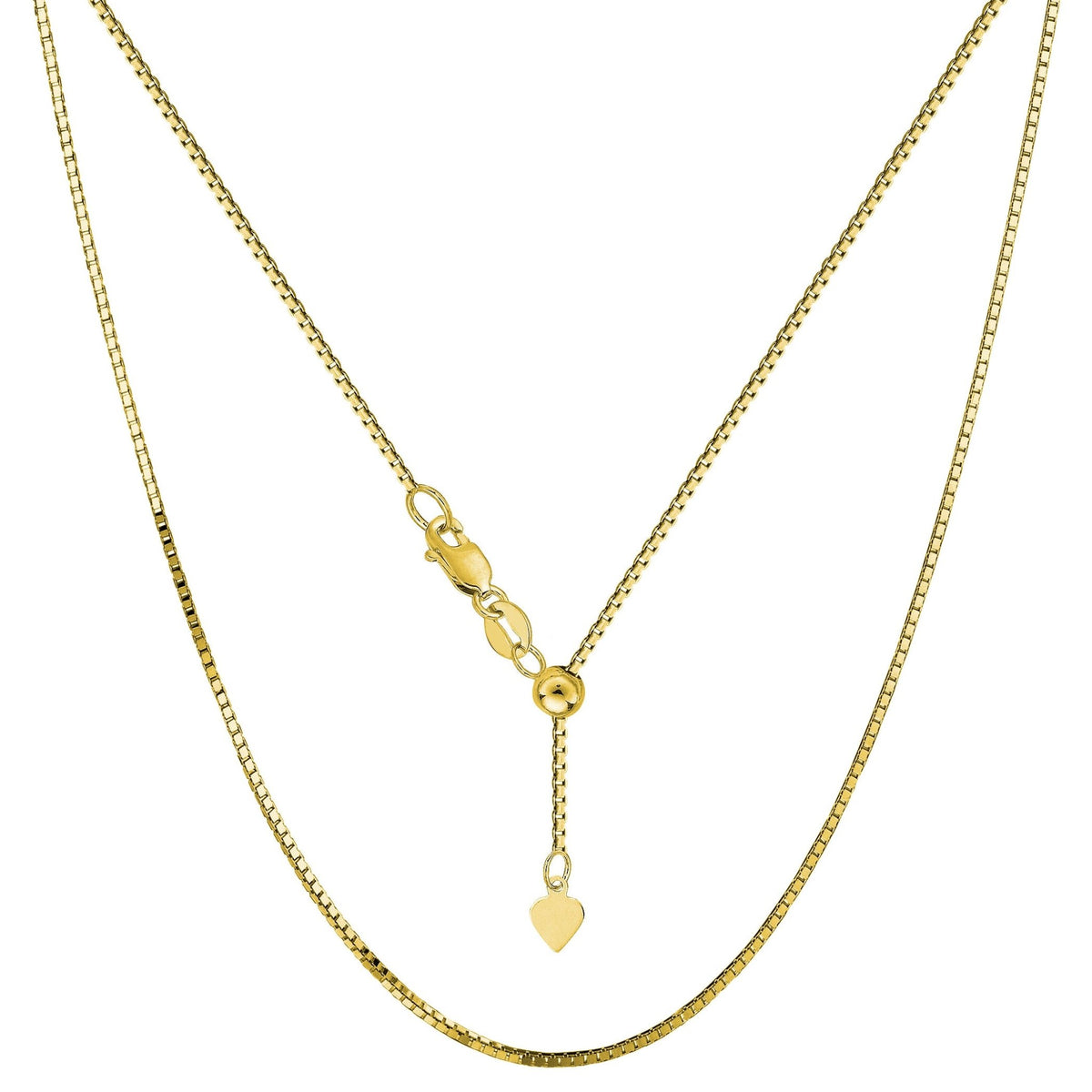 14k Yellow Gold Adjustable Box Chain Necklace, 0.85mm, 22"