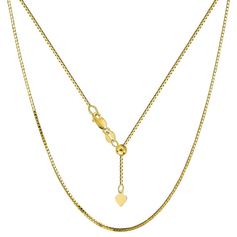 14k Yellow Gold Adjustable Box Chain Necklace, 0.85mm, 22"