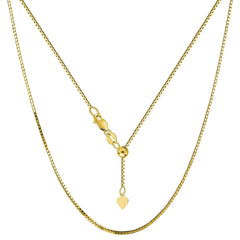 14k Yellow Gold Adjustable Box Chain Necklace, 0.85mm, 22"