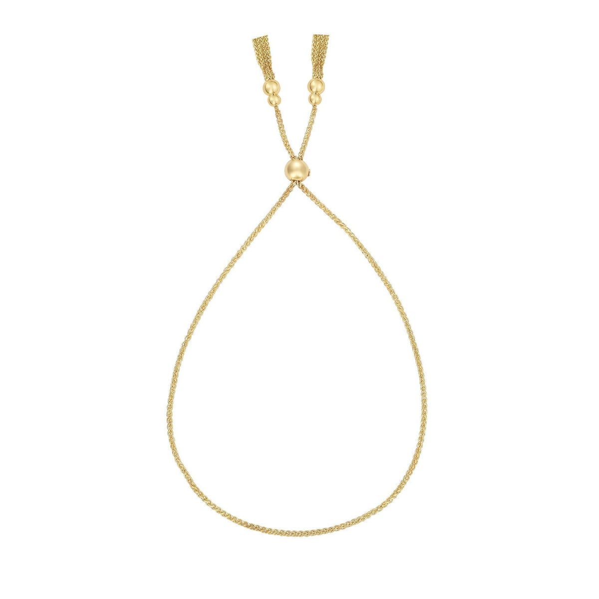 14k Yellow Gold Adjustable Chain Bolo Friendship Bracelet, 9.25"