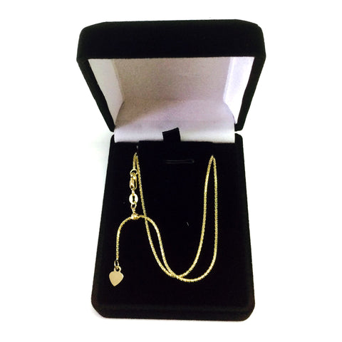 14k Yellow Gold Adjustable Popcorn Link Chain Necklace, 1.3mm, 22"