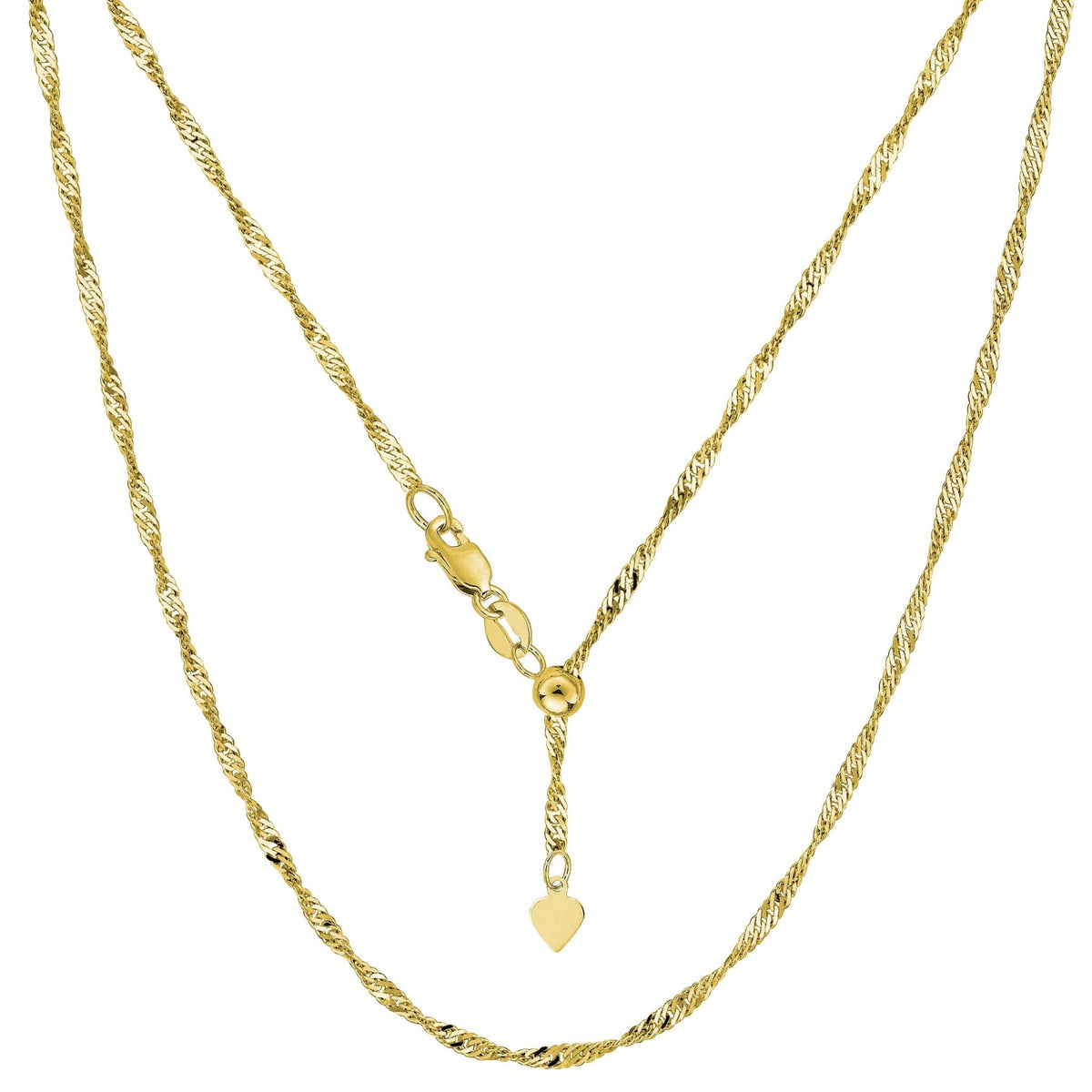 14k Yellow Gold Adjustable Singapore Link Chain Necklace, 1.15mm, 22"