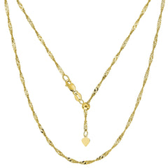 14k Yellow Gold Adjustable Singapore Link Chain Necklace, 1.15mm, 22"