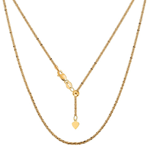 14k Yellow Gold Adjustable Sparkle Chain Necklace, 1.5mm, 22"