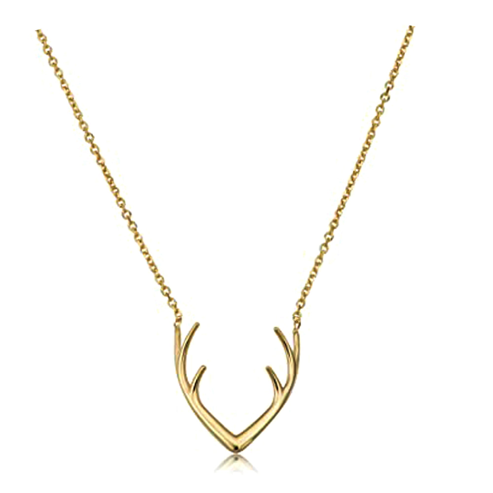 14k Yellow Gold Antler Adjustable Necklace, 18" - JewelryAffairs