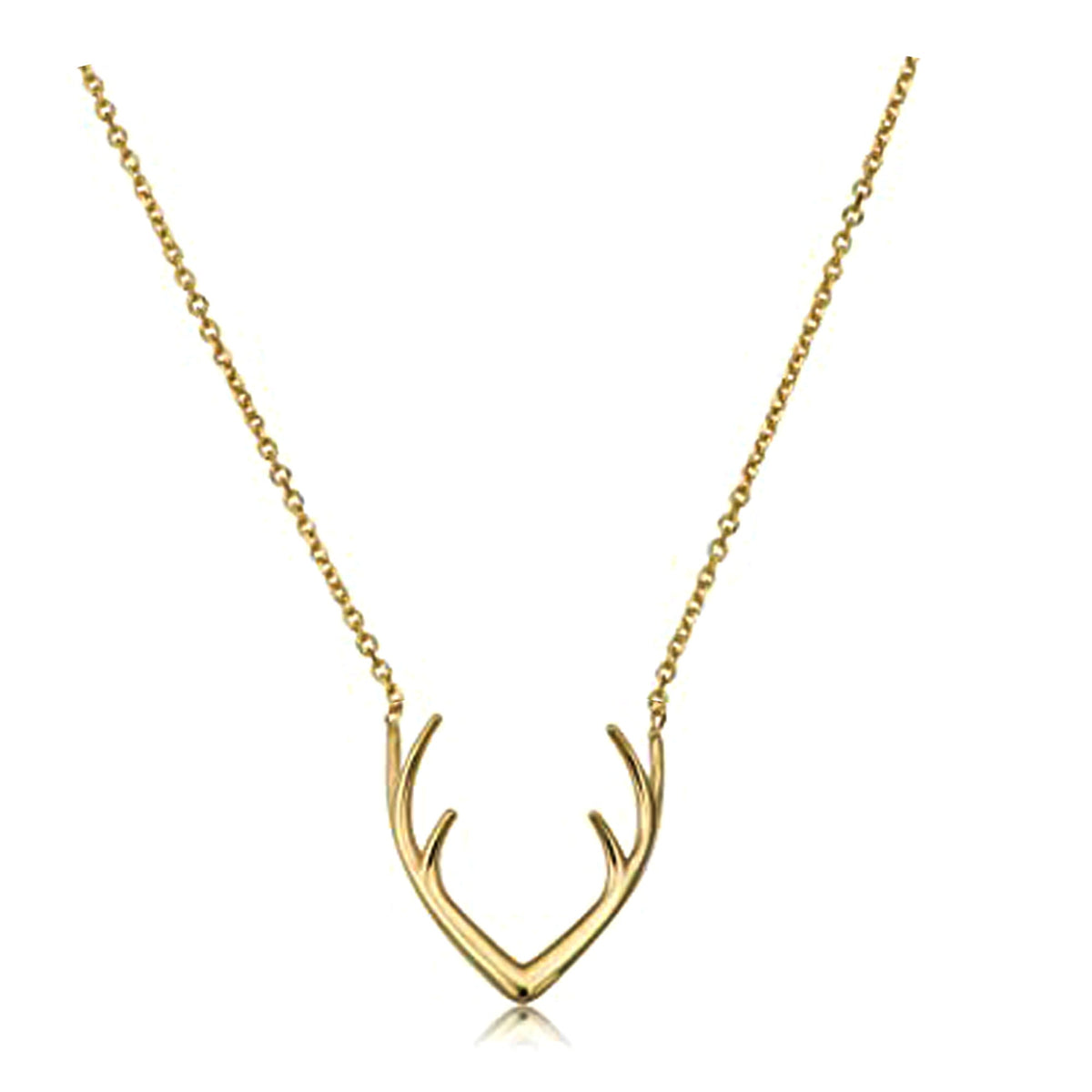 14k Yellow Gold Antler Adjustable Necklace, 18" - JewelryAffairs