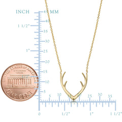 14k Yellow Gold Antler Adjustable Necklace, 18" - JewelryAffairs