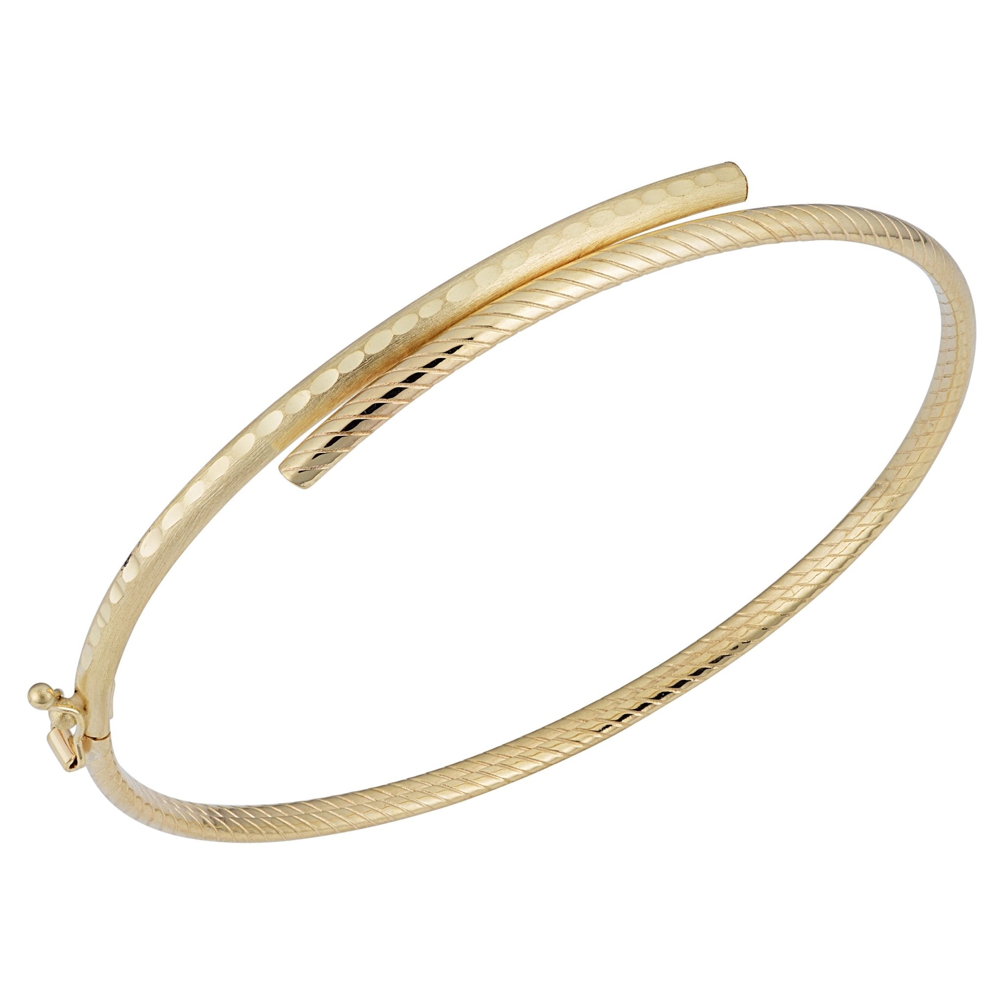 14k Yellow Gold Bypass Women's Bangle Bracelet, 7.5"