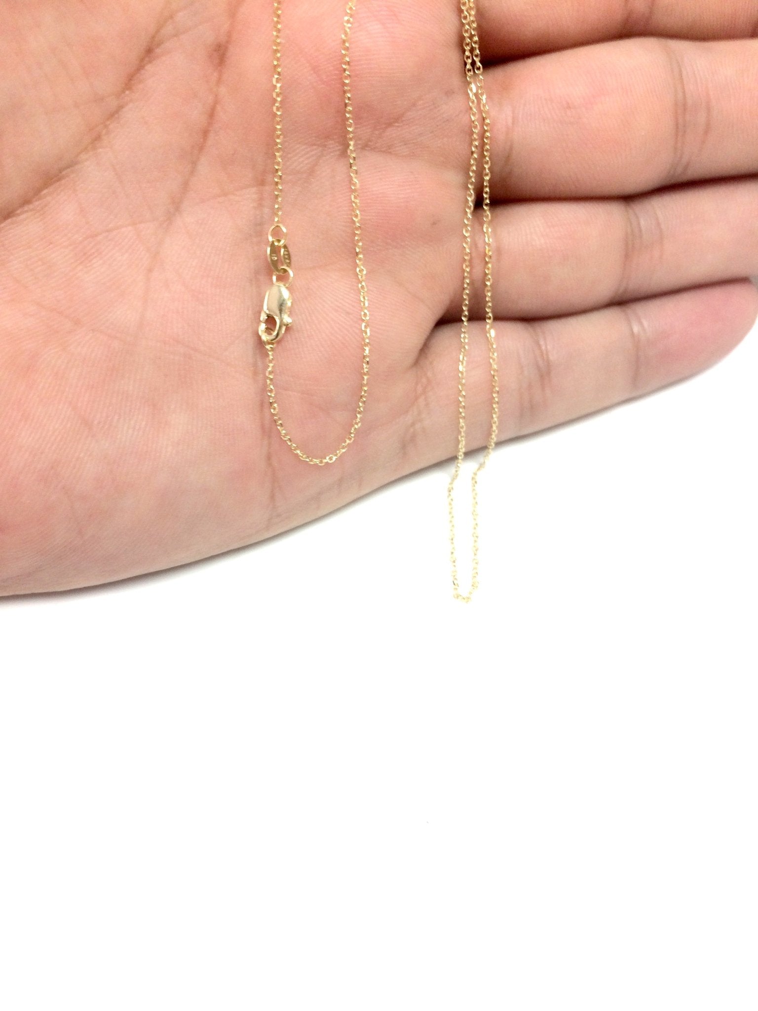 14k Yellow Gold Cable Link Chain Necklace, 0.8mm - JewelryAffairs