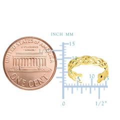14K Yellow Gold Celtic Knot Weave Design Cuff Style Adjustable Toe Ring 4mm - JewelryAffairs