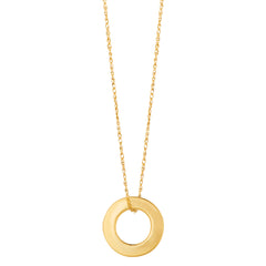 14k Yellow Gold Circle Shaped Pendant Necklace, 18" - JewelryAffairs