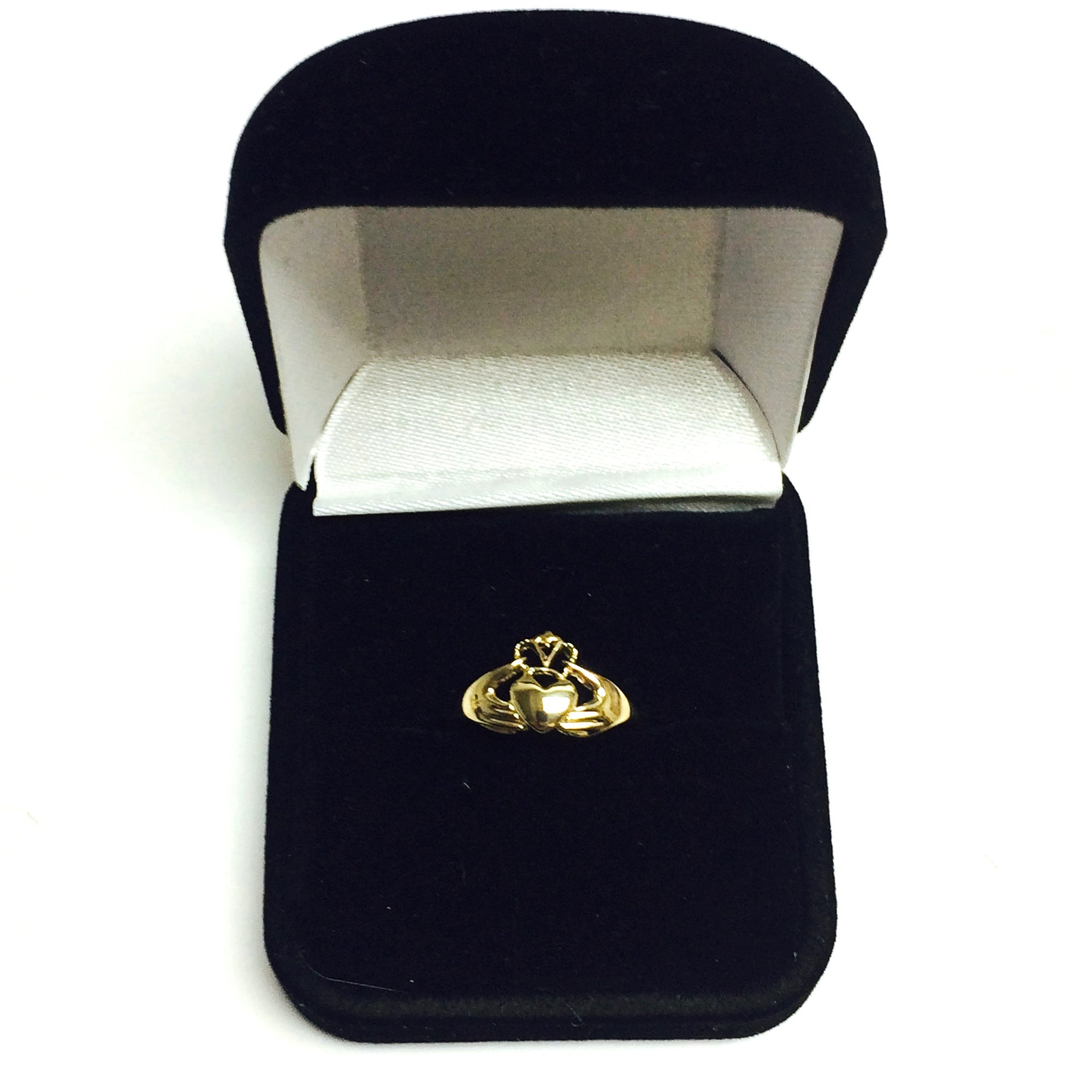 14K Yellow Gold Claddagh Ring, Size 7