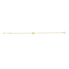 14k Yellow Gold Clover Charm Fancy Bracelet, 7"
