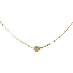 14k Yellow Gold Clover Charm Fancy Bracelet, 7"
