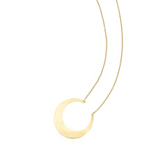 14k Yellow Gold Crescent Moon Pendant Necklace, 18"