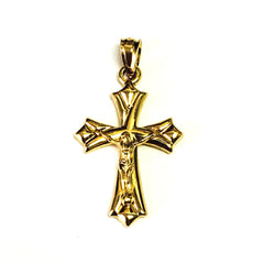 14k Yellow Gold Cross And Crucifix Pendant - JewelryAffairs