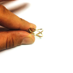 14K Yellow Gold Cross Over X Design Ring - JewelryAffairs