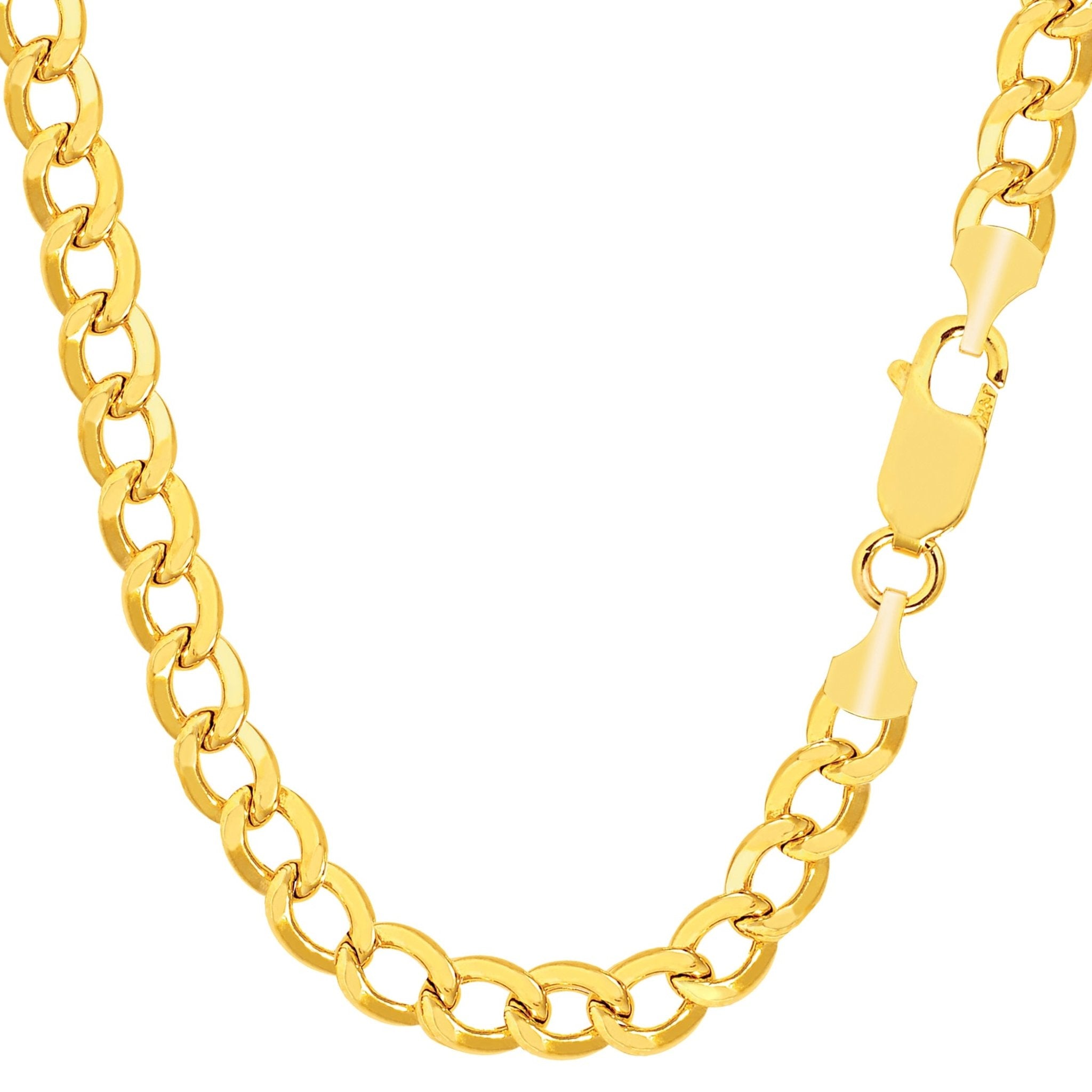 14k Yellow Gold Curb Hollow Chain Necklace, Width 5.5mm - JewelryAffairs
