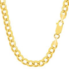 14k Yellow Gold Curb Hollow Chain Necklace, Width 5.5mm - JewelryAffairs