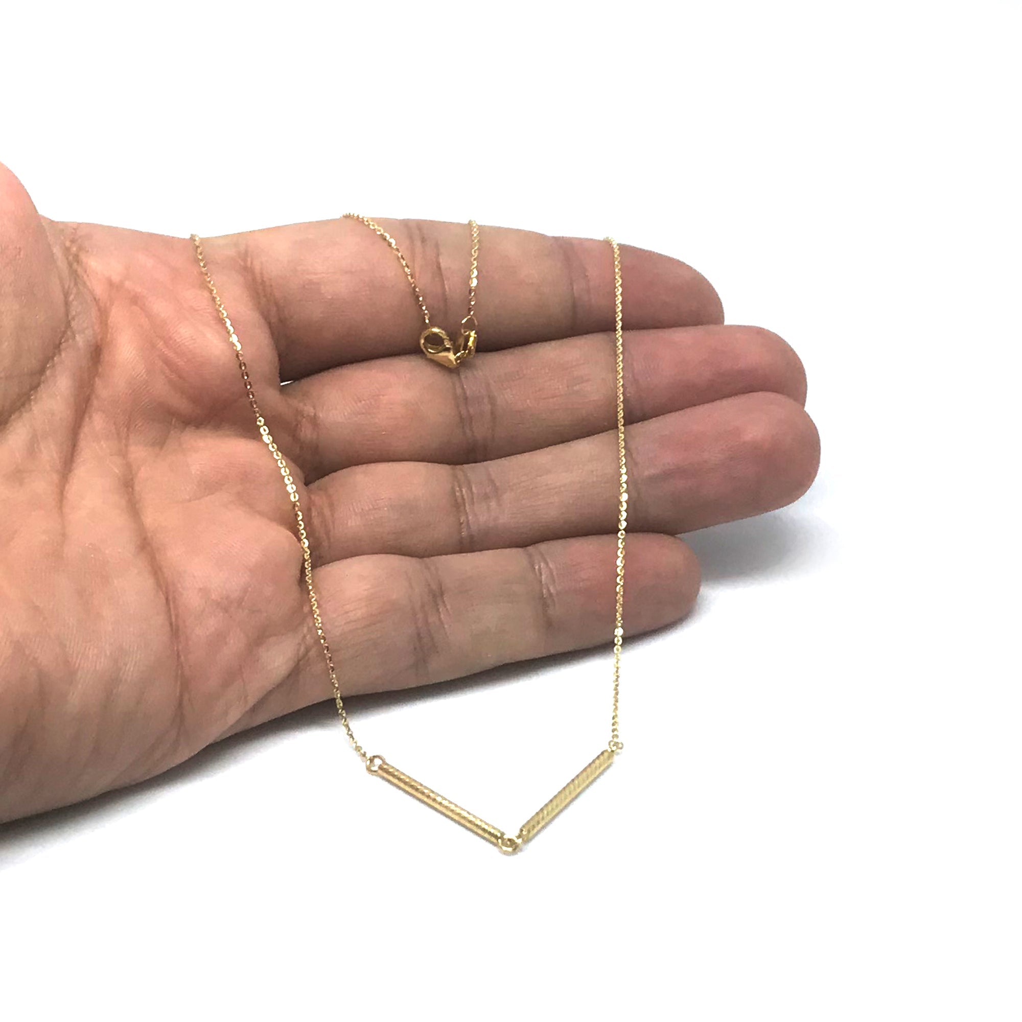 14k Yellow Gold Cylinder Bar Pendant Necklace, 18" - JewelryAffairs