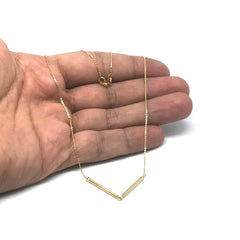 14k Yellow Gold Cylinder Bar Pendant Necklace, 18"