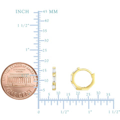 14K Yellow Gold CZ Huggie Hoop Earrings, 12mm