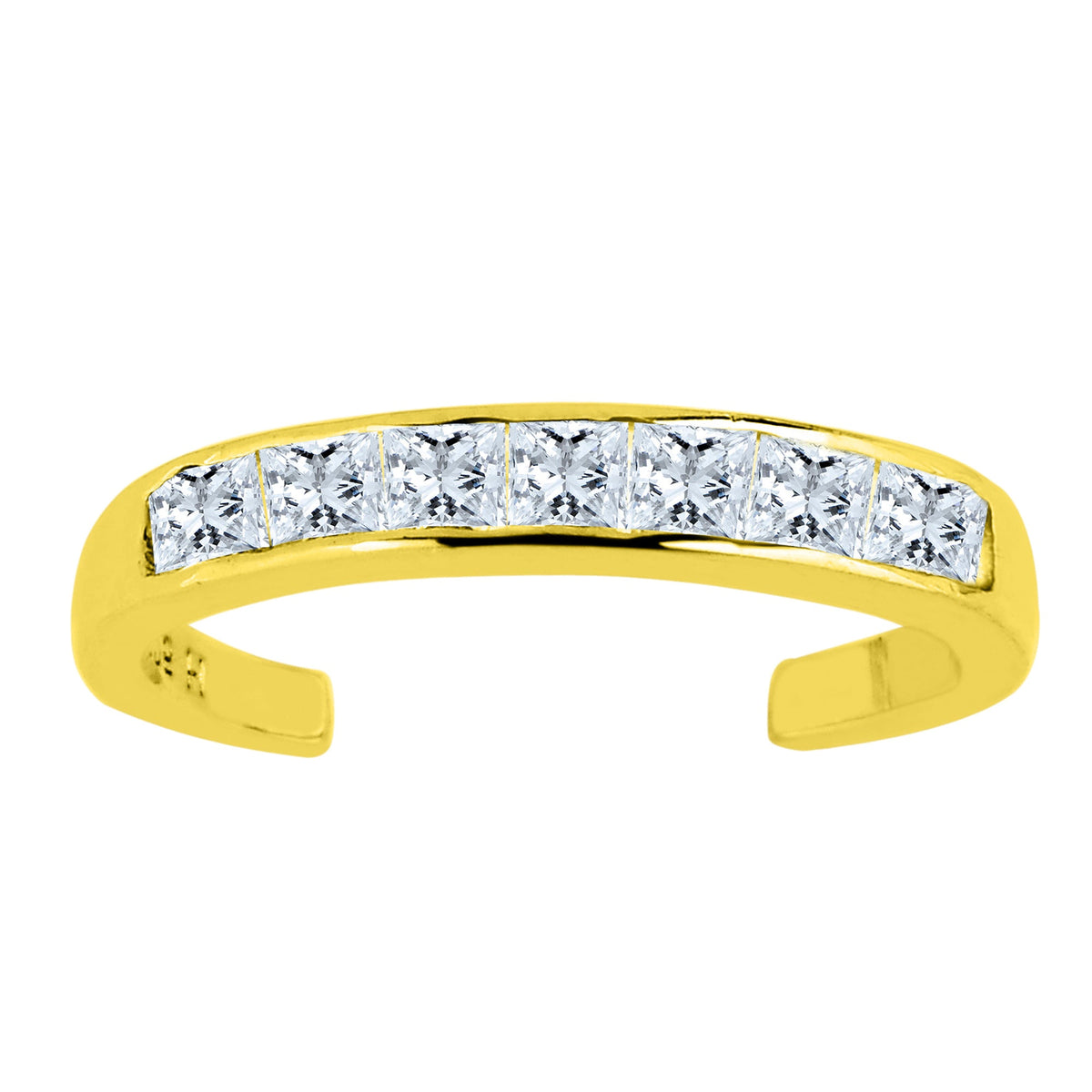 14K Yellow Gold CZ Stones Channel Set Cuff Style Adjustable Toe Ring 3mm - JewelryAffairs