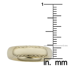 14k Yellow Gold Diamond Cut 6mm Wide Hollow Wedding Band Ring