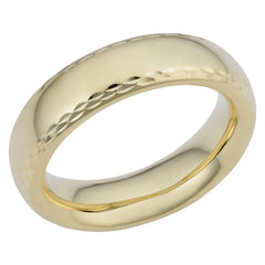 14k Yellow Gold Diamond Cut 6mm Wide Hollow Wedding Band Ring