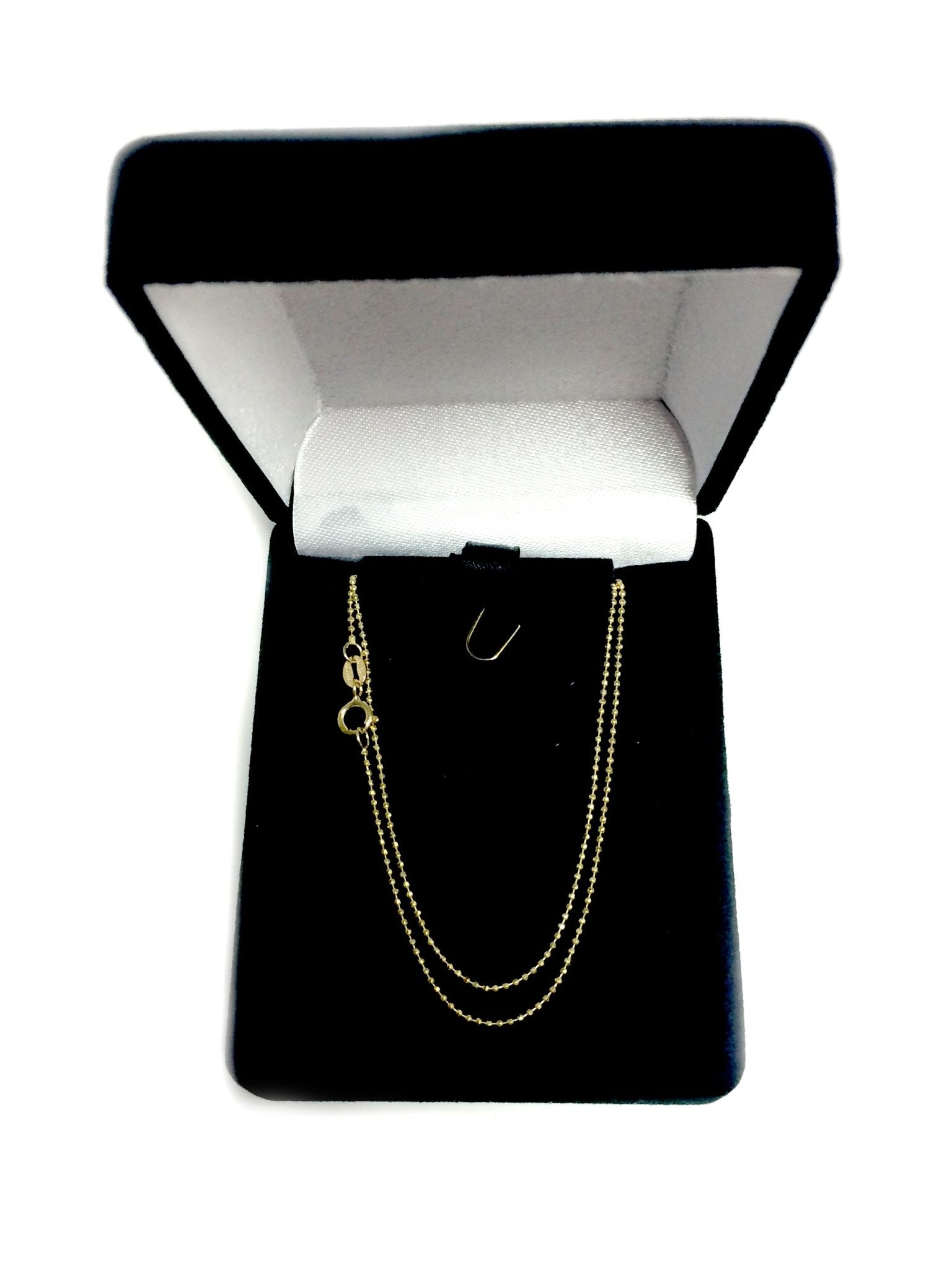 14k Yellow Gold Diamond Cut Bead Chain Necklace, 1.0mm - JewelryAffairs