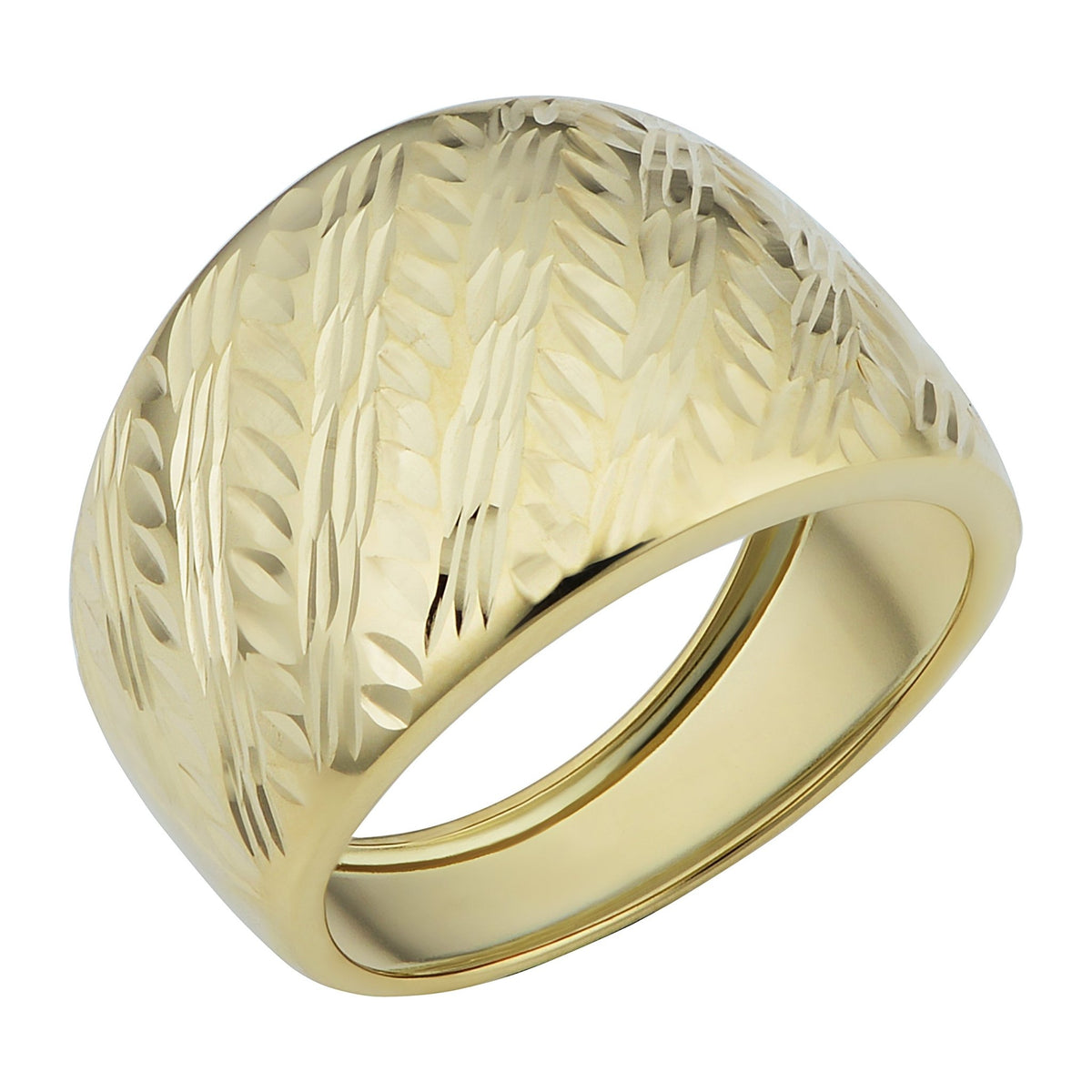 14k Yellow Gold Diamond Cut Cigar Band Ring