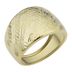 14k Yellow Gold Diamond Cut Cigar Band Ring
