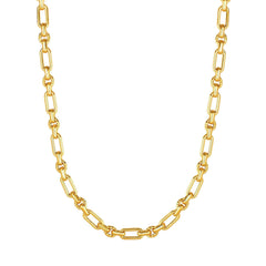 14k Yellow Gold Diamond Cut Oval Link Chain Womens Necklace, 18" - JewelryAffairs